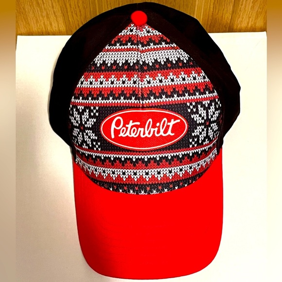 Peterbilt Trucks Black & Red Ho-Ho-Ho Holiday Print Hat/Cap - Picture 1 of 10